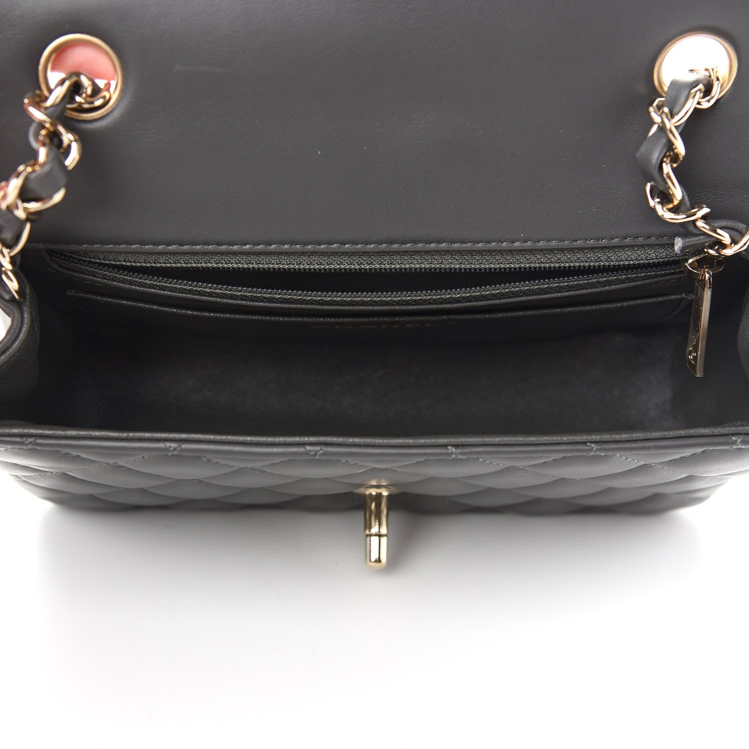 Chanel Lambskin Quilted Mini Rectangular Flap Dark Grey 4 of 9