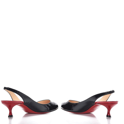 Christian Louboutin Patent Nombril 45 Pumps 39 Black Red 5 of 12