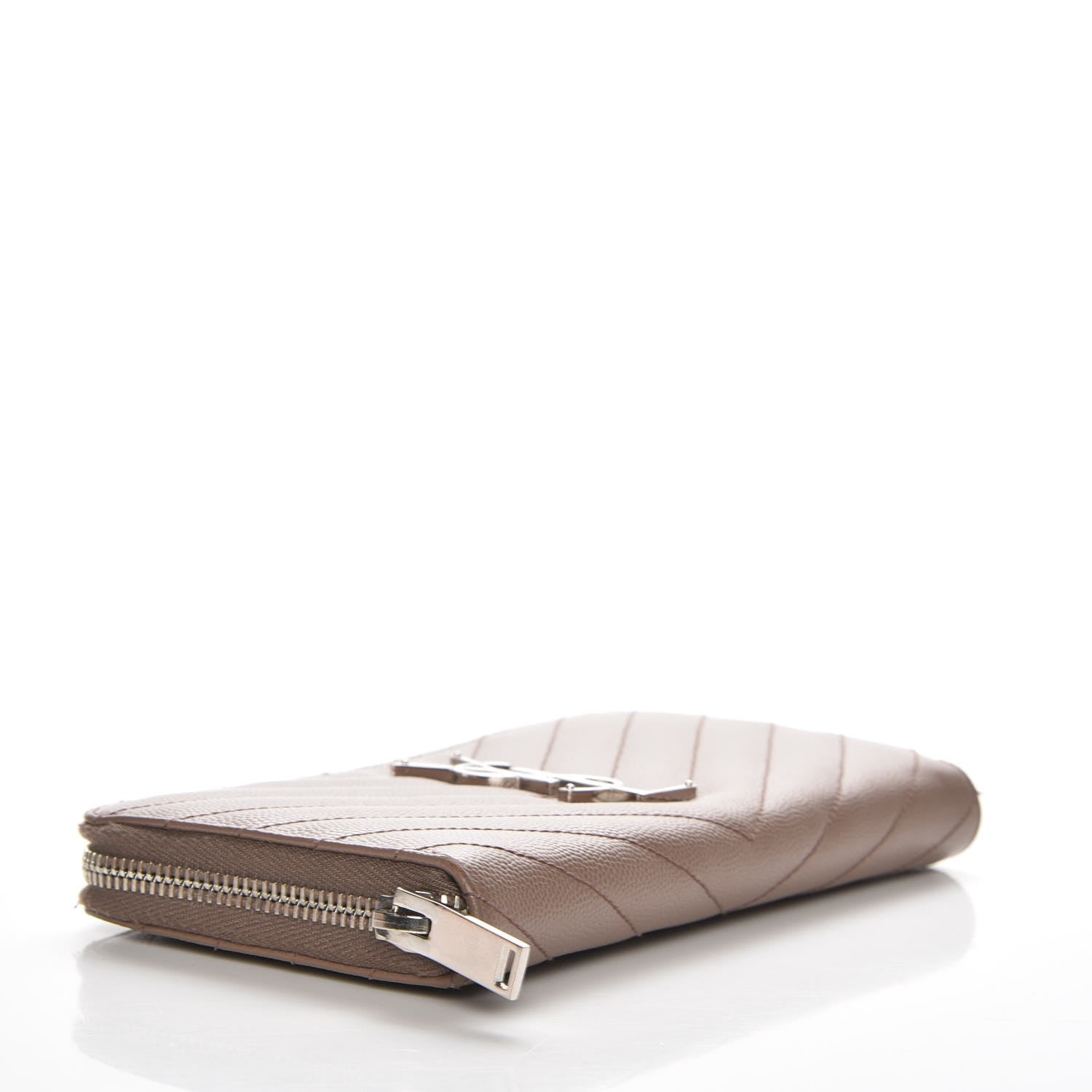 Saint Laurent Grain De Poudre Matelasse Chevron Monogram Zip Around Wallet Pale Blush 4 of 6