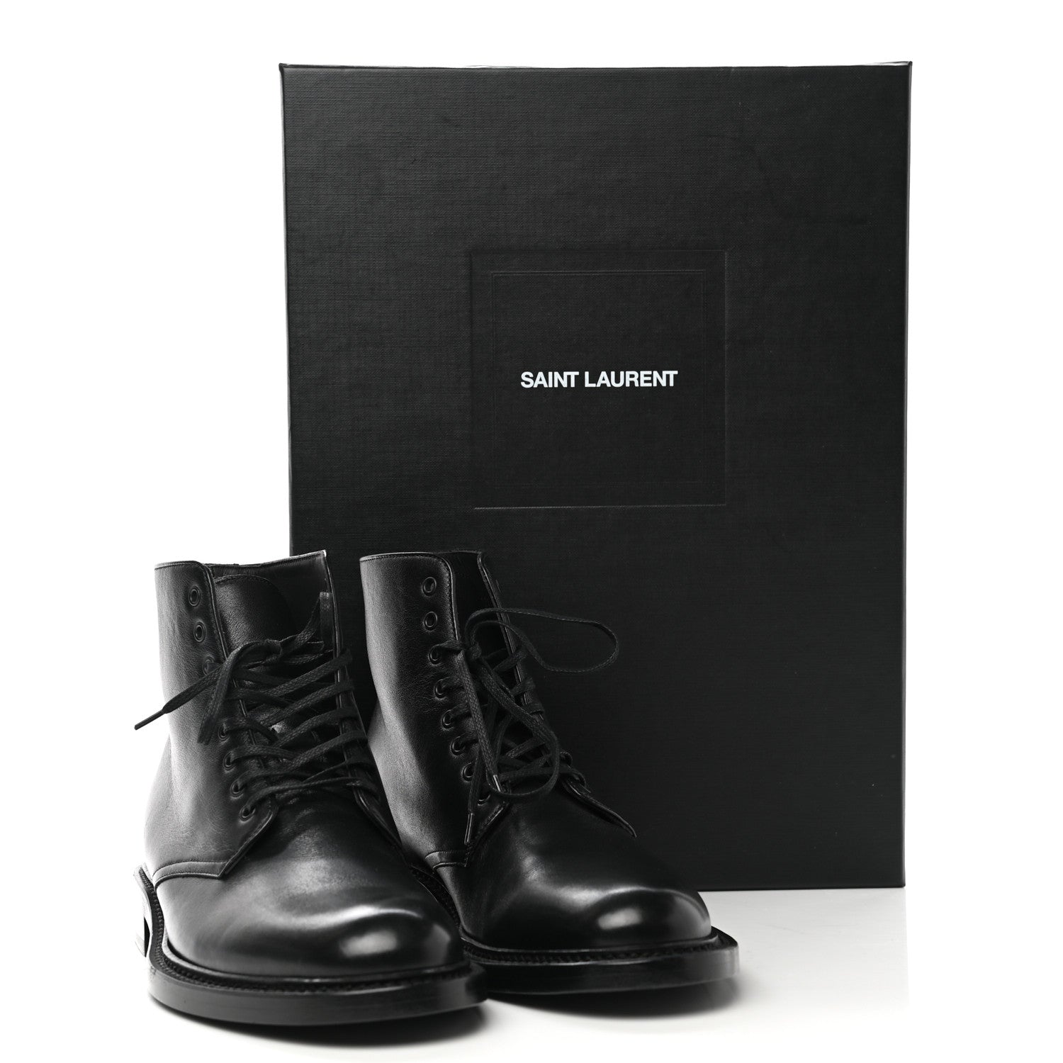 Saint Laurent Calfskin Army 25 Lace Up Booties 38 Black 9 of 9