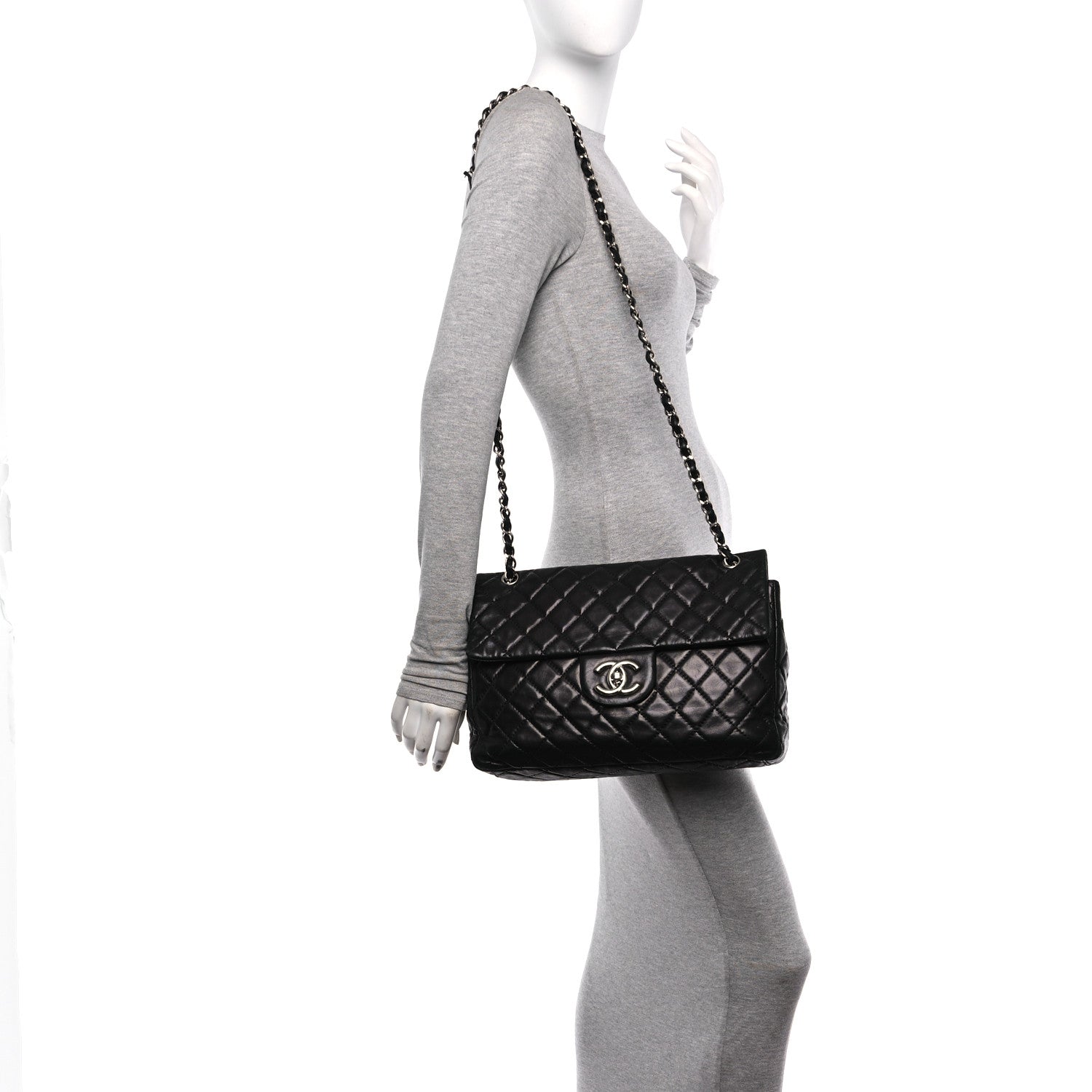 Chanel Washed Lambskin Quilted Maxi Single Flap Black 2 of 10