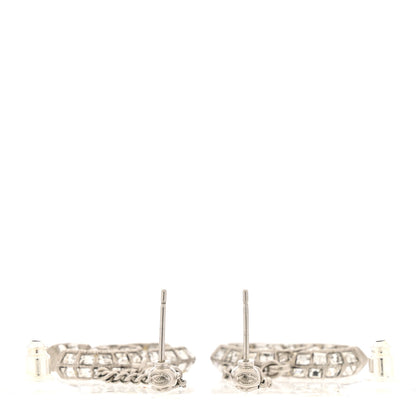 Chanel Baguette Crystal CC Drop Earrings Silver 3 of 5
