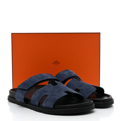 Hermes Suede Goatskin Mens Chypre Sandals 44 Bleu Celeste 9 of 9