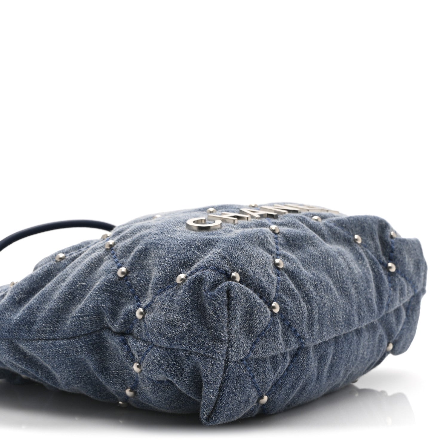 Chanel Washed Denim Quilted Studded Mini Chanel 22 Blue 9 of 10