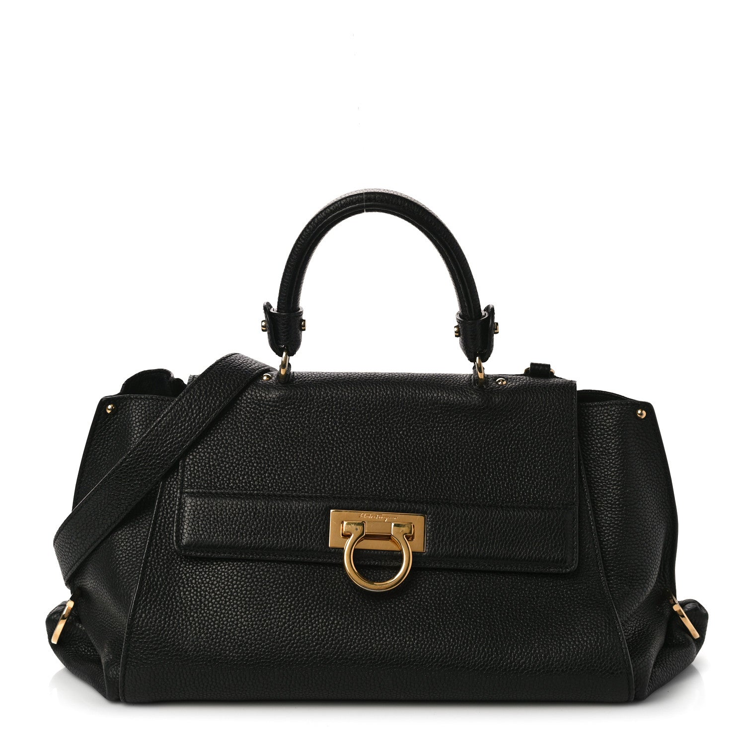 Salvatore Ferragamo Calfskin Sofia Shoulder Bag Black 1 of 11