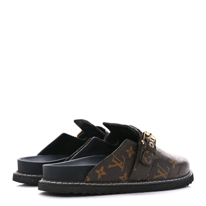 Louis Vuitton Patent Monogram Womens Cosy Flat Comfort Clog Mules 39 Brown 4 of 9