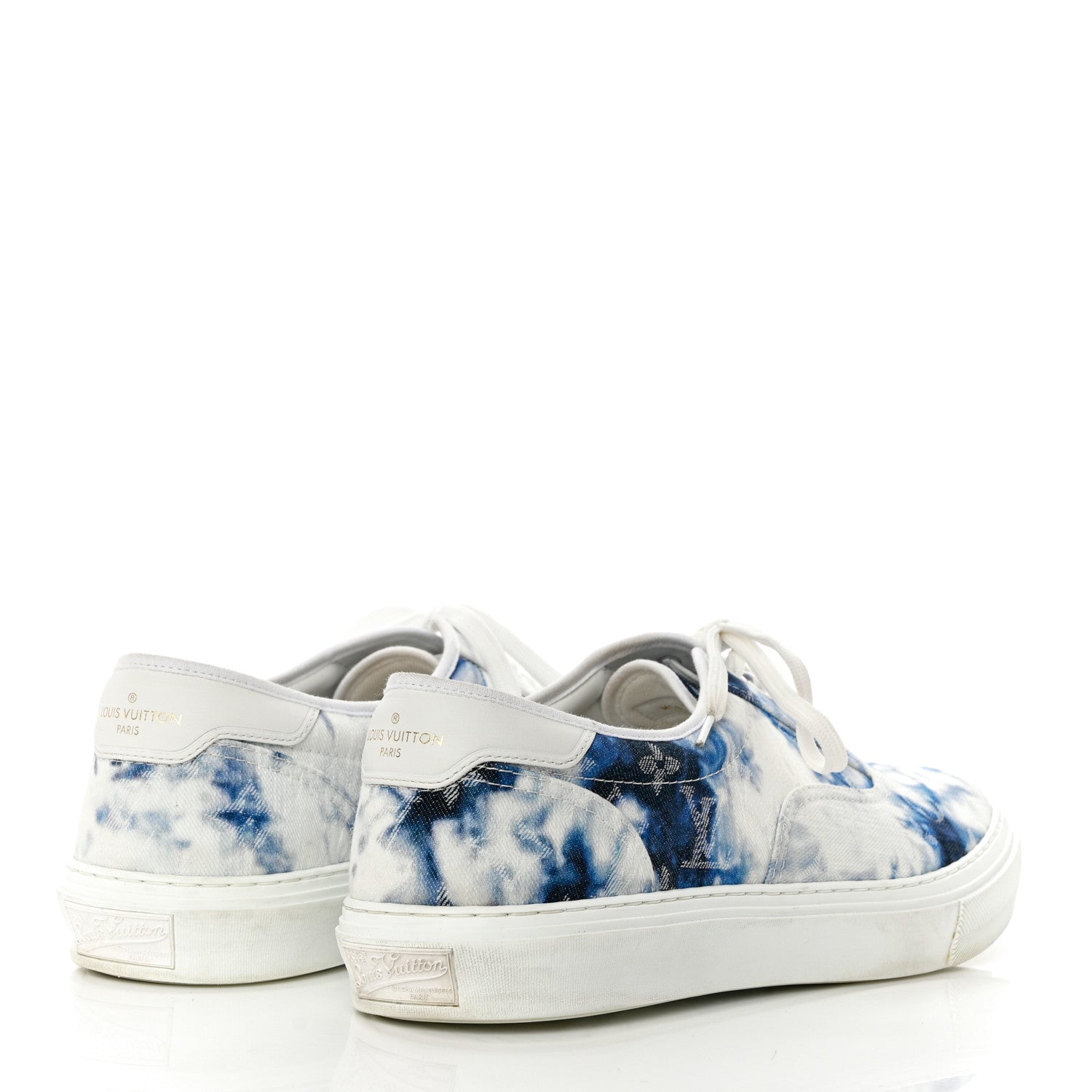 Louis Vuitton Denim Monogram Mens Trocadero Tie Dye Sneakers 10.5 Marine 4 of 8