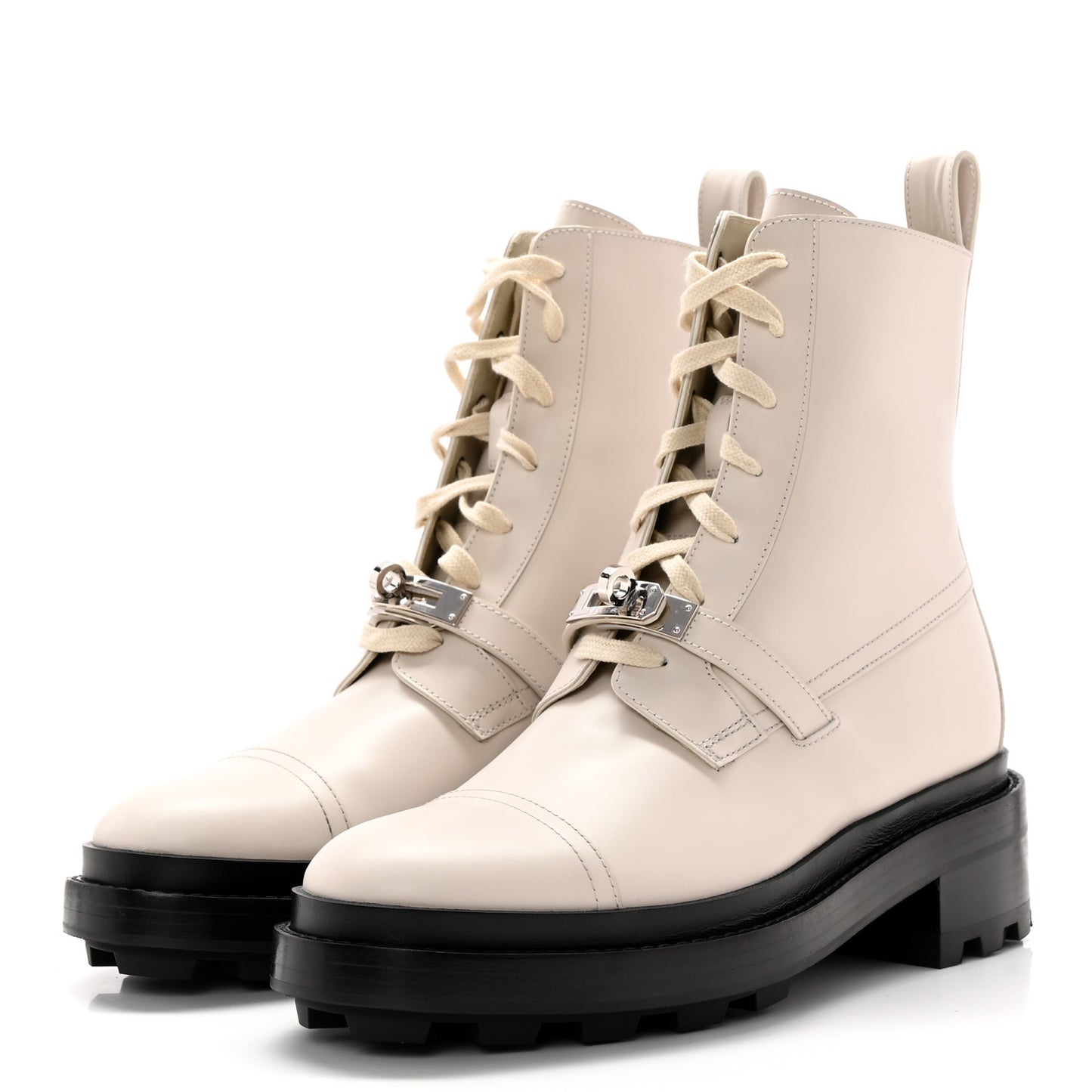 Glossed Calfskin Funk Ankle Boots 38.5 Beige Glaise