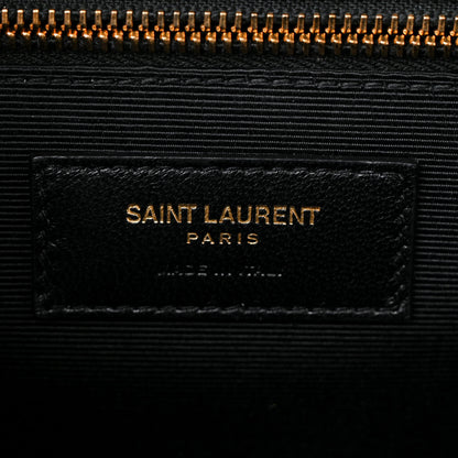 Saint Laurent Grain De Poudre Matelasse Chevron Large Monogram Satchel Black 5 of 10