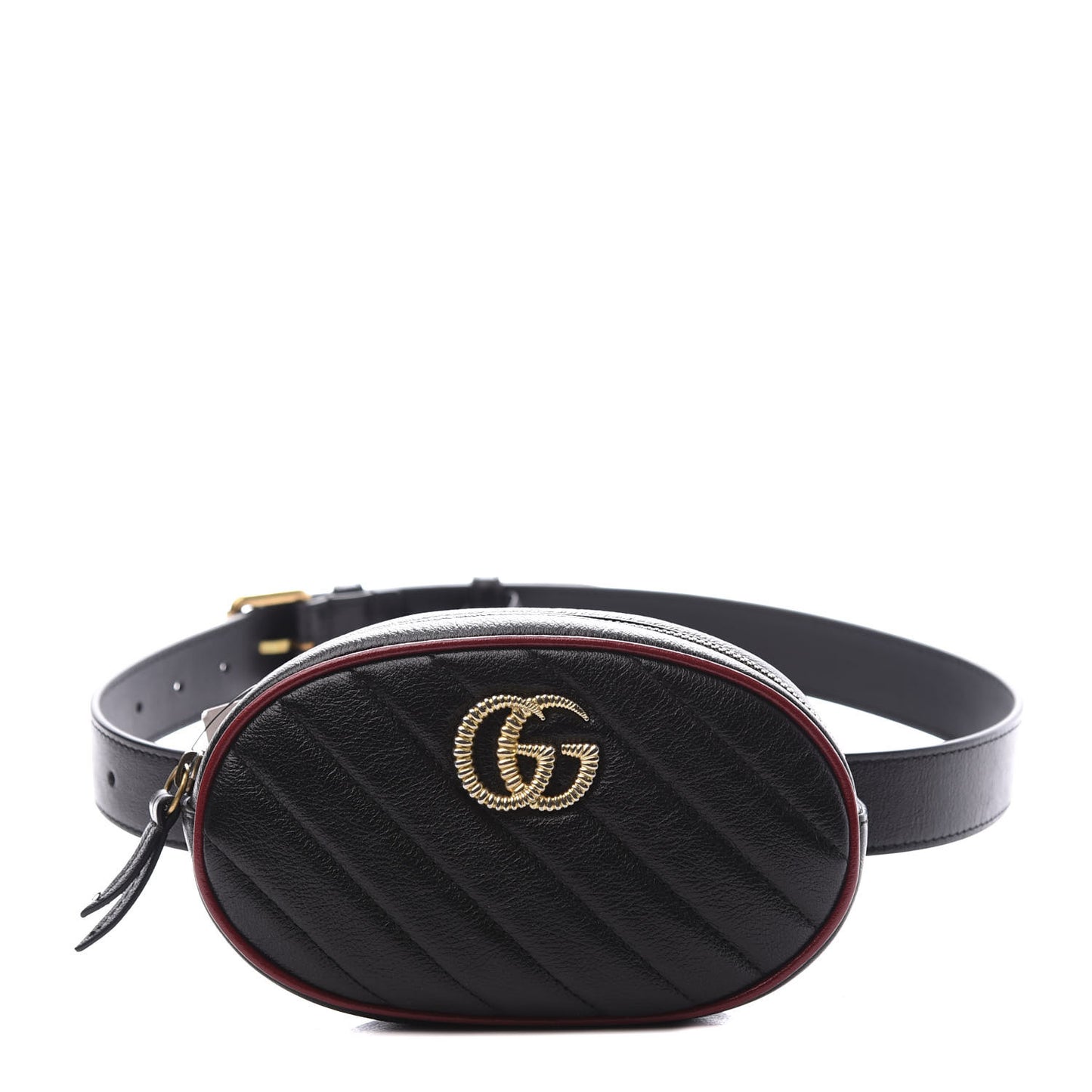 Azalea Calfskin Matelasse Diagonal Torchon GG Marmont Belt Bag 75 30 Black Romantic Cerise