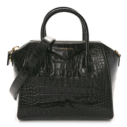 Givenchy Calfskin Crocodile Embossed Small Antigona Black 1 of 10