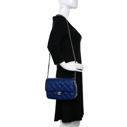 Chanel Lambskin Quilted Large CC Chain Flap Blue 2 of 11