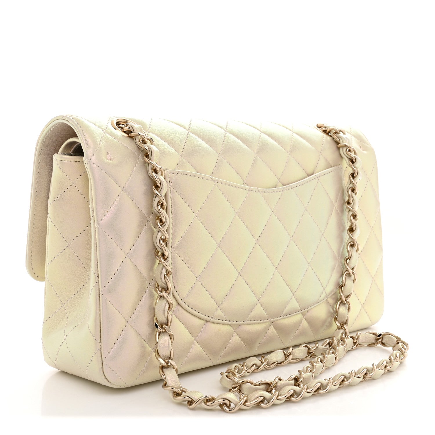 Chanel Iridescent Lambskin Quilted Medium Double Flap Ivory 3 of 11