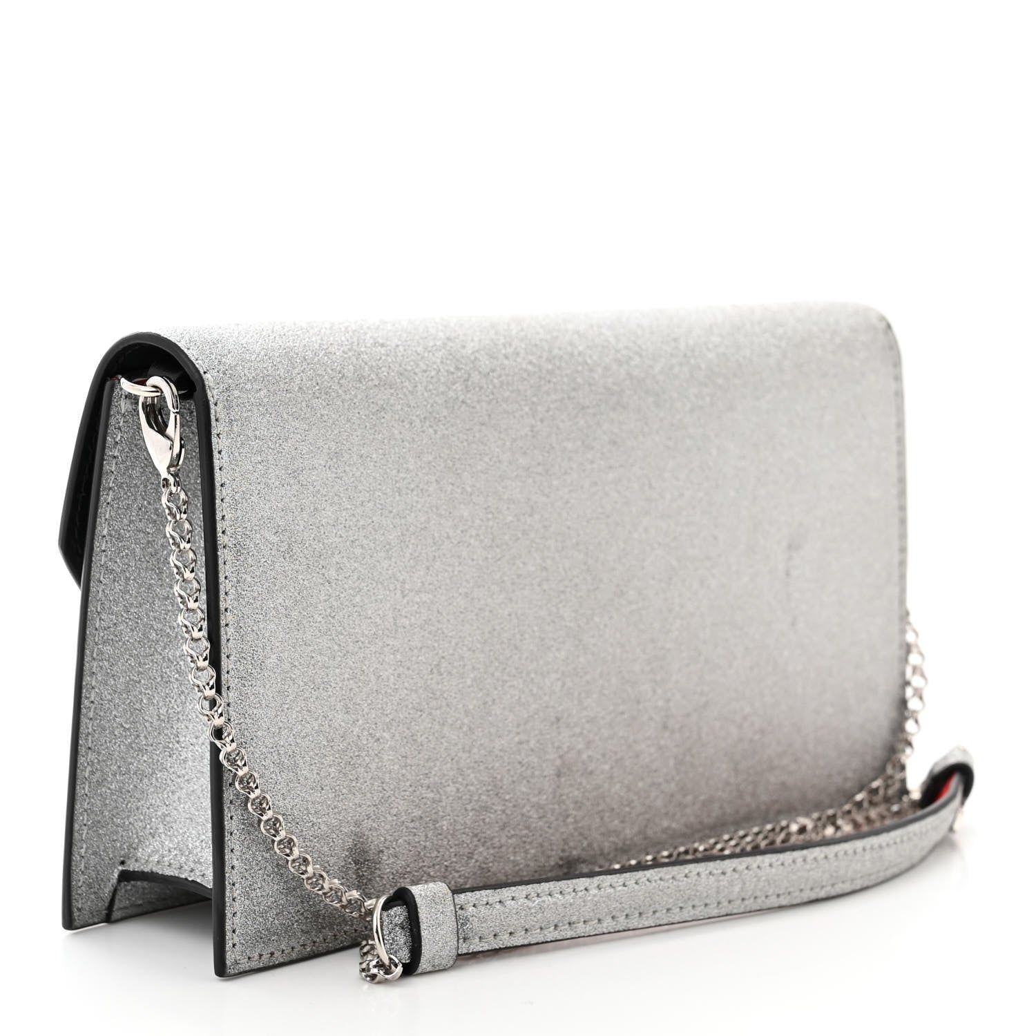 Christian Louboutin Glitter Calfskin Loubi54 Crossbody Clutch Silver 3 of 13