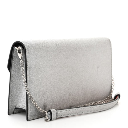 Christian Louboutin Glitter Calfskin Loubi54 Crossbody Clutch Silver 3 of 13