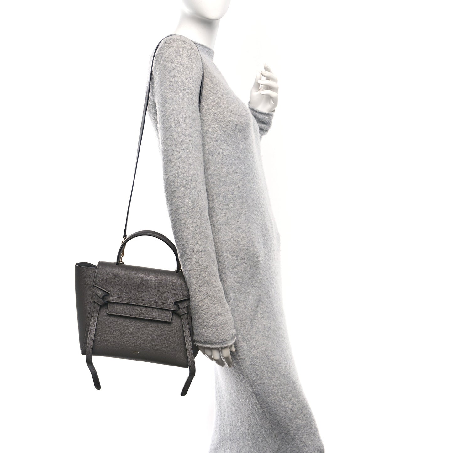 Grained Calfskin Micro Belt Bag Grey
