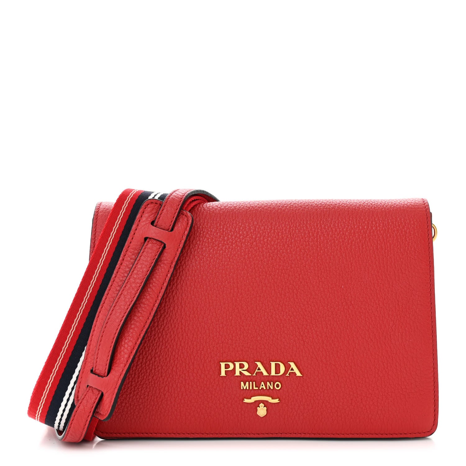 Prada Vitello Daino Flap Crossbody Rosso 1 of 12