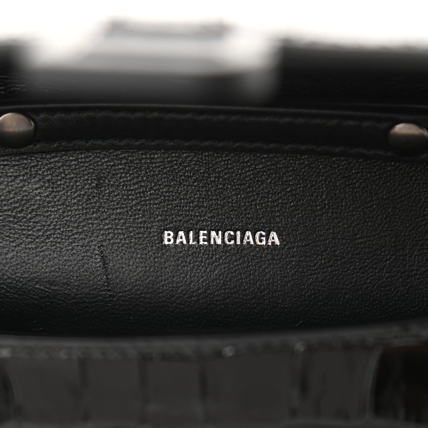 Shiny Calfskin Monochrome Crocodile Embossed Small Hourglass Evening Chain Bag Black