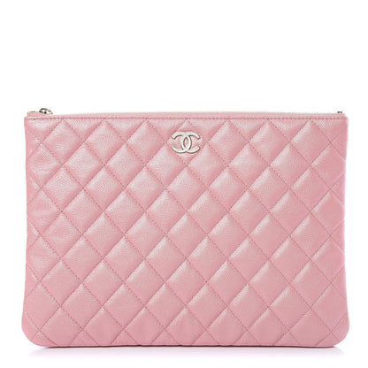 Chanel Iridescent Caviar Quilted Medium Cosmetic Case Rose Pink 1 of 8