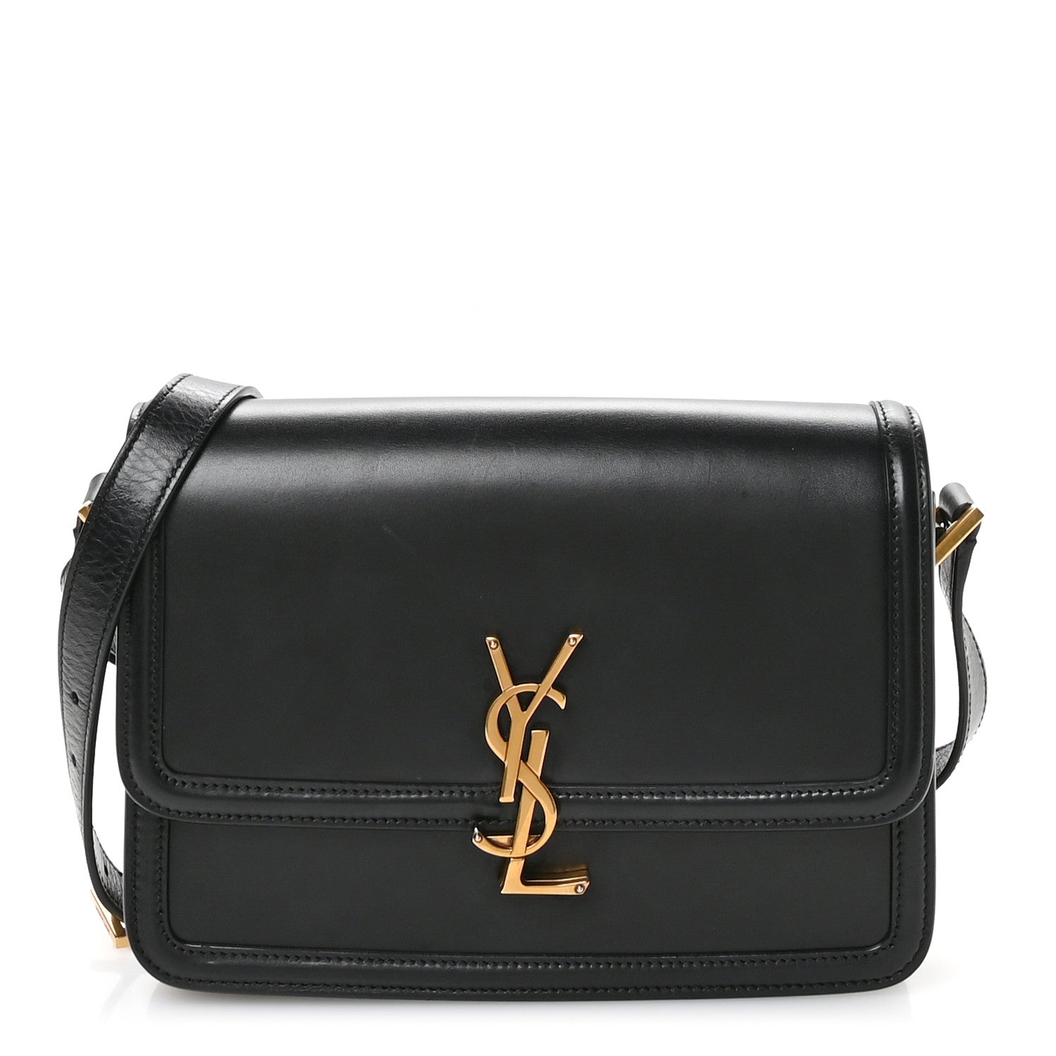 Saint Laurent Box Calfskin Monogram Medium Solferino Satchel Black 1 of 10