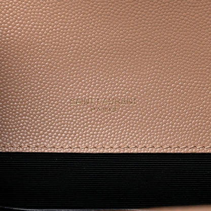 Saint Laurent Grain De Poudre Textured Mixed Matelasse Triquilt Small Monogram Satchel Dark Beige 6 of 11