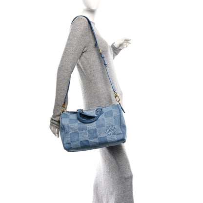 Louis Vuitton Damier Denim 3D Speedy Bandouliere 30 Denim Blue 2 of 9