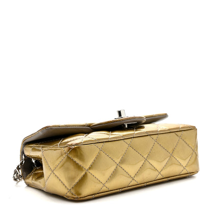 Chanel Striated Patent Quilted Extra Mini Rectangular Flap Gold 4 of 14