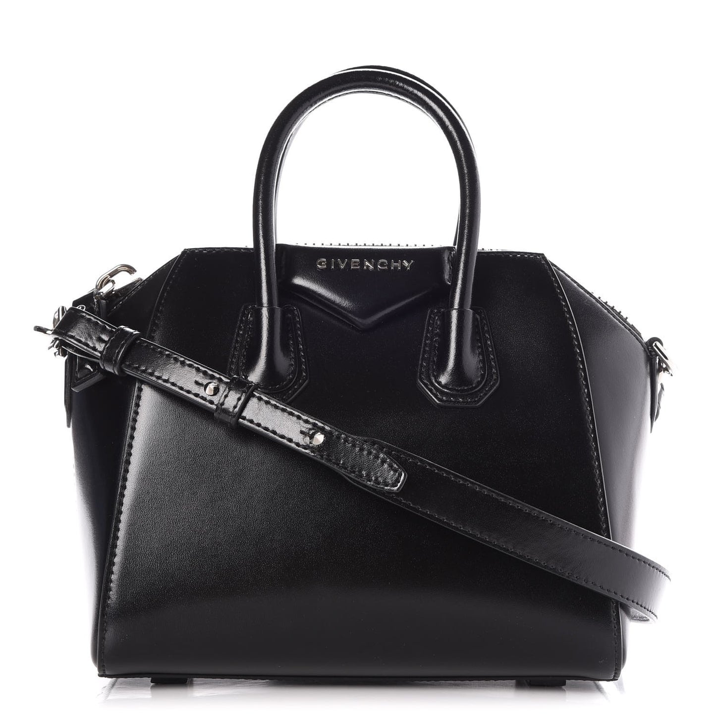 Shiny Lord Calfskin Mini Antigona Black