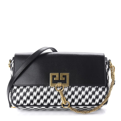 Givenchy Straw Calfskin Charm Shoulder Bag Black White 1 of 10