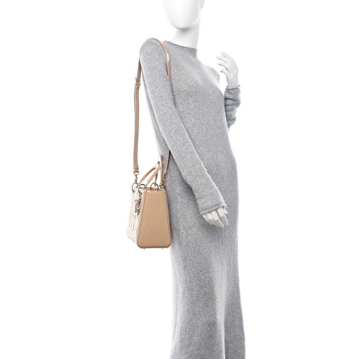 Christian Dior Patent Cannage Medium Lady Dior Beige 2 of 11