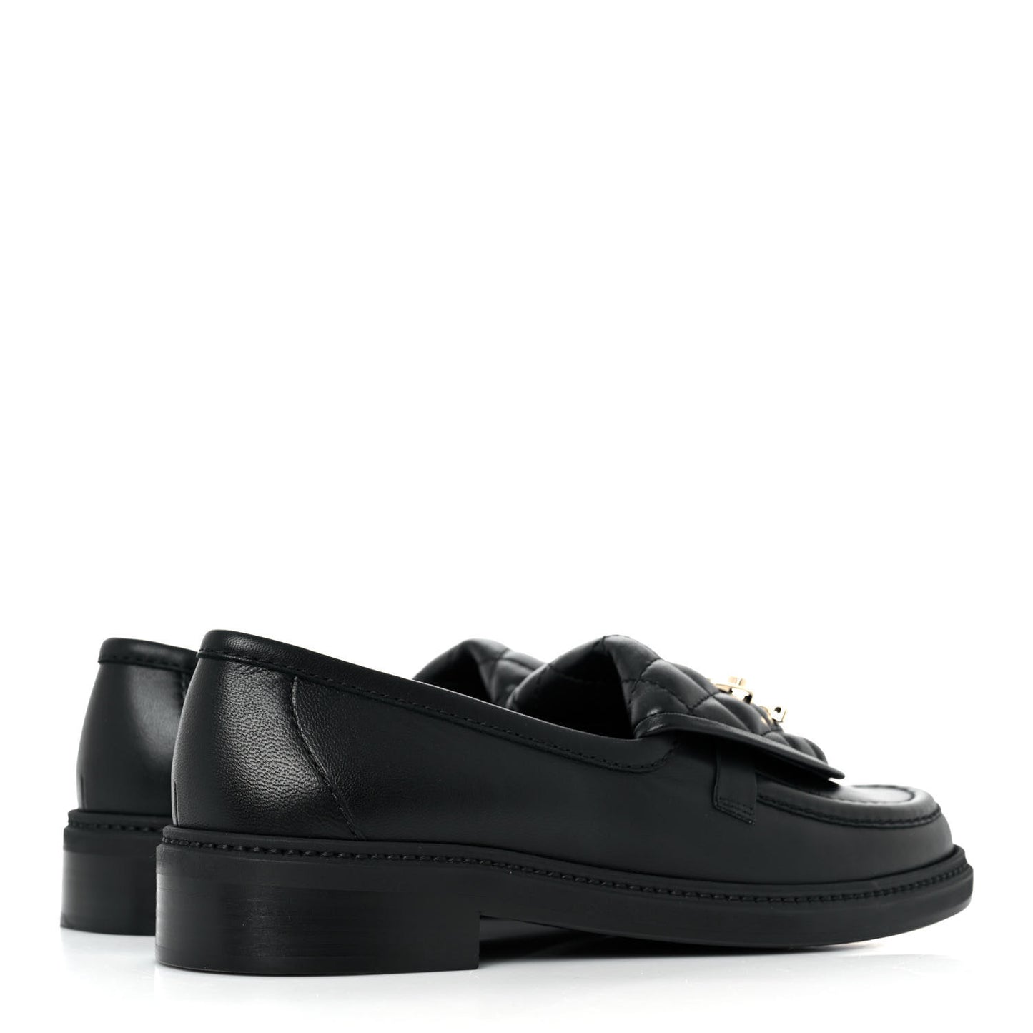 Lambskin Quilted CC Turnlock Loafers 38 Black