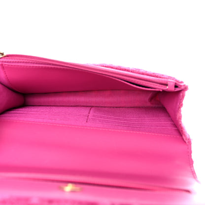 Chanel Wool Tweed Lambskin Quilted Chanel 19 Wallet On Chain WOC and Coin Purse Fuchsia 6 of 12