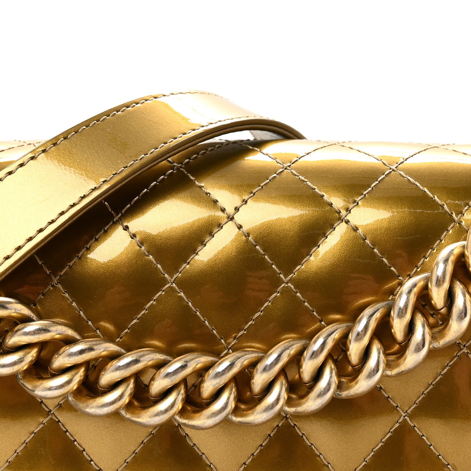 Chanel Metallic Patent Calfskin Quilted Medium Boy Flap Gold 8 of 10