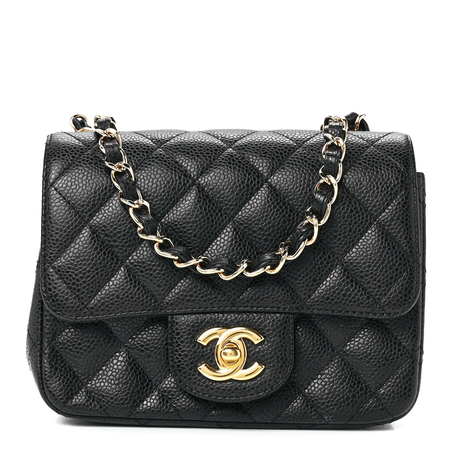 Caviar Quilted Mini Square Flap Black
