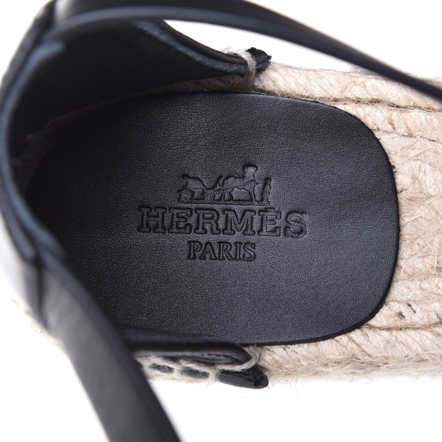 Hermes Calfskin Tipoli Espadrille Wedges 39 Black 9 of 10