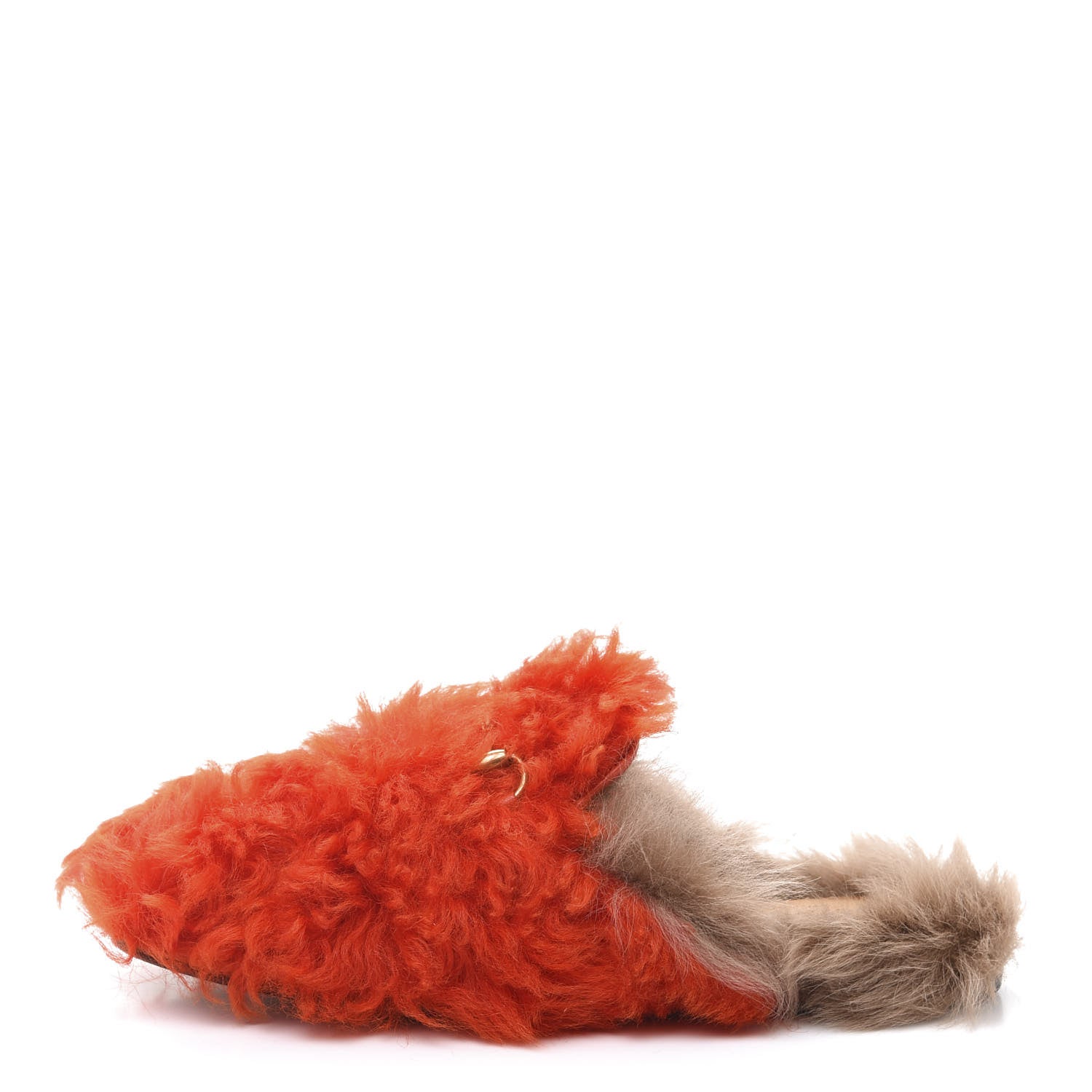 Gucci Merino Wool Womens Princetown Slippers 37 Sun Orange Natural 1 of 8