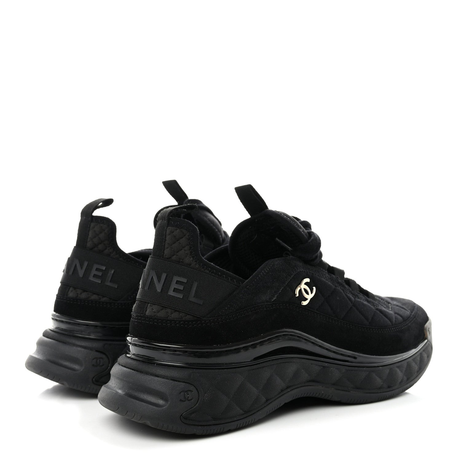 Chanel Suede Calfskin Mixed Fibers CC Sneakers 39.5 Black 4 of 8