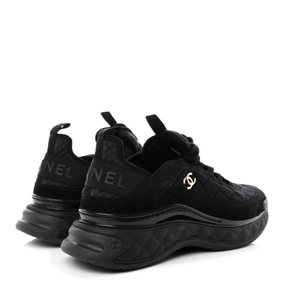 Chanel Suede Calfskin Mixed Fibers CC Sneakers 39.5 Black 4 of 8