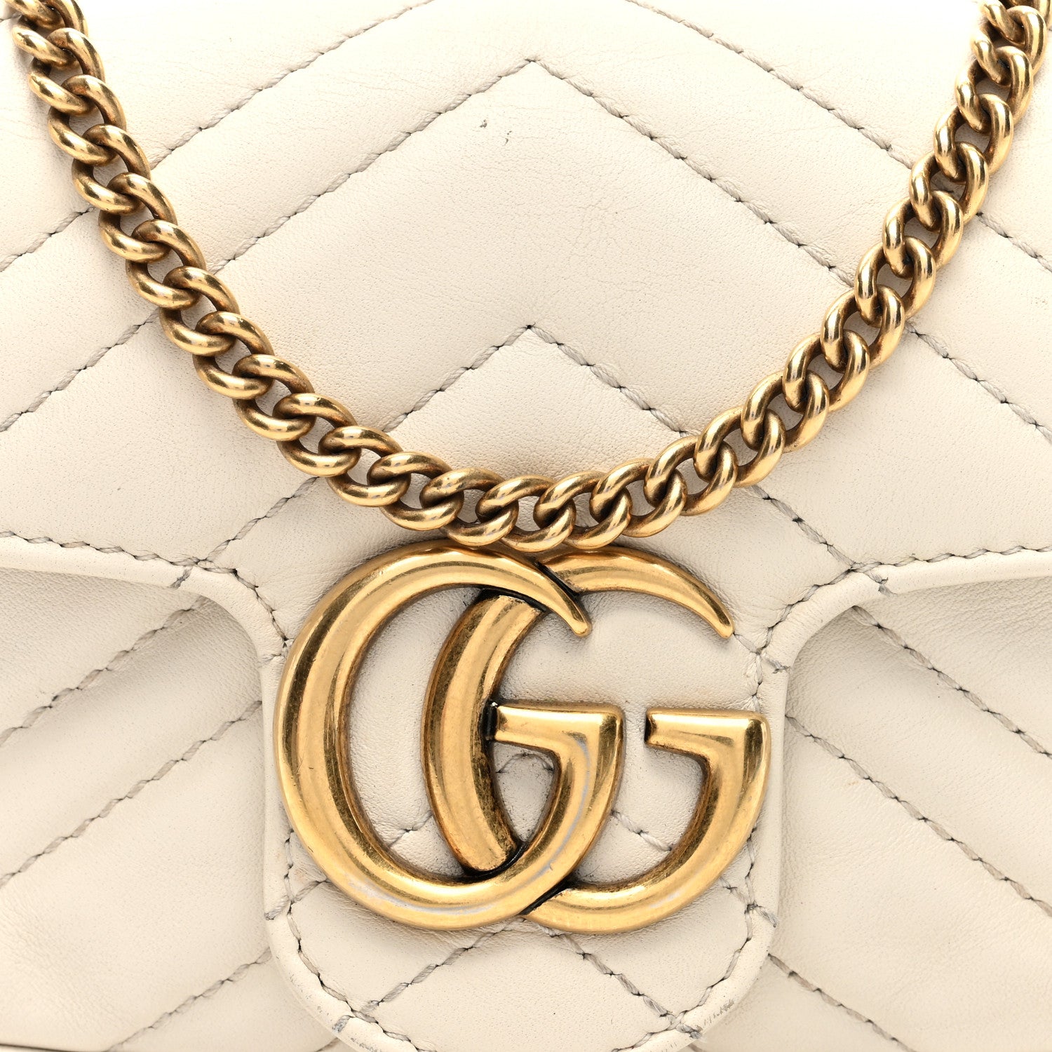 Gucci Calfskin Matelasse Super Mini GG Marmont Shoulder Bag White 8 of 10