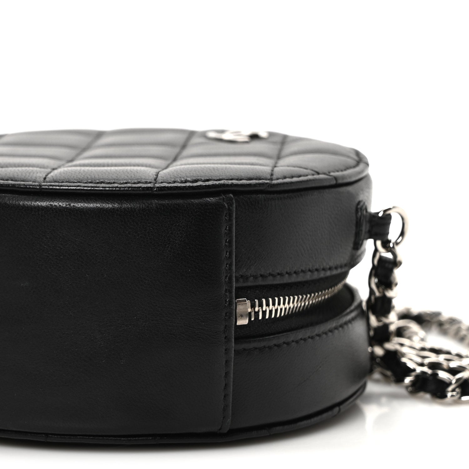Chanel Lambskin Quilted Round Clutch With Chain Black 10 of 10