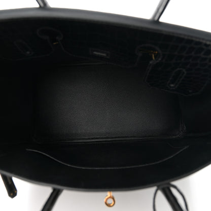 Hermes Shiny Porosus Crocodile Birkin 30 Black 5 of 13