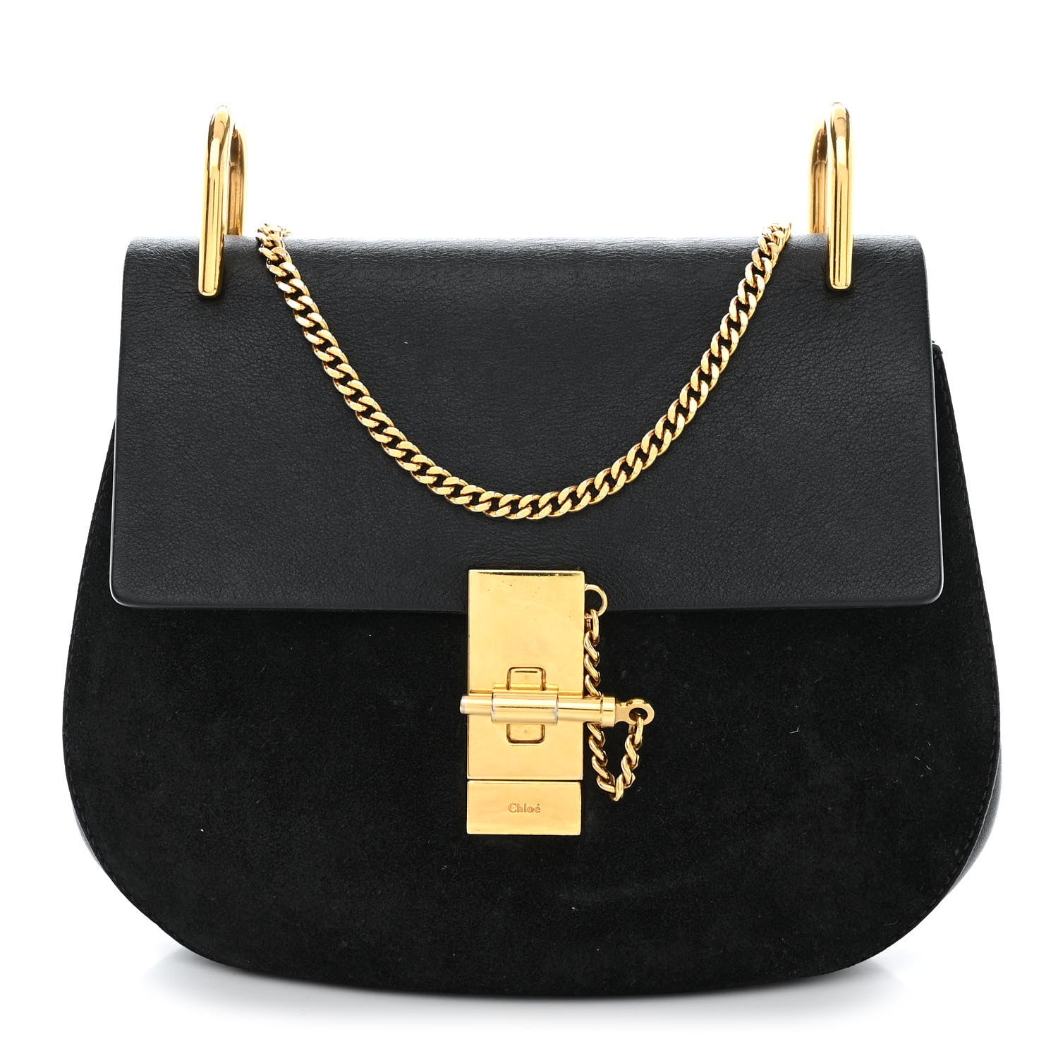 Chloe Suede Smooth Calfskin Drew Shoulder Bag Black 1 of 12