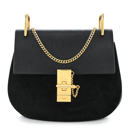 Chloe Suede Smooth Calfskin Drew Shoulder Bag Black 1 of 12