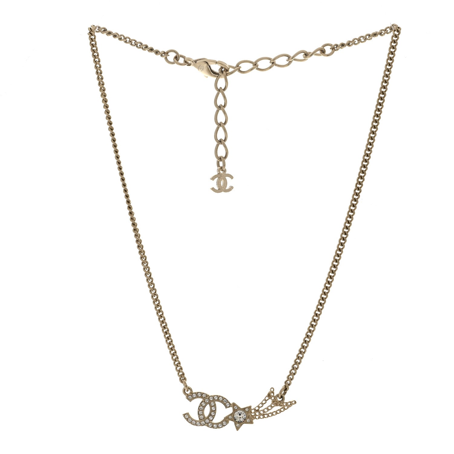 Chanel Crystal Starfall CC Pendant Necklace Gold 3 of 6