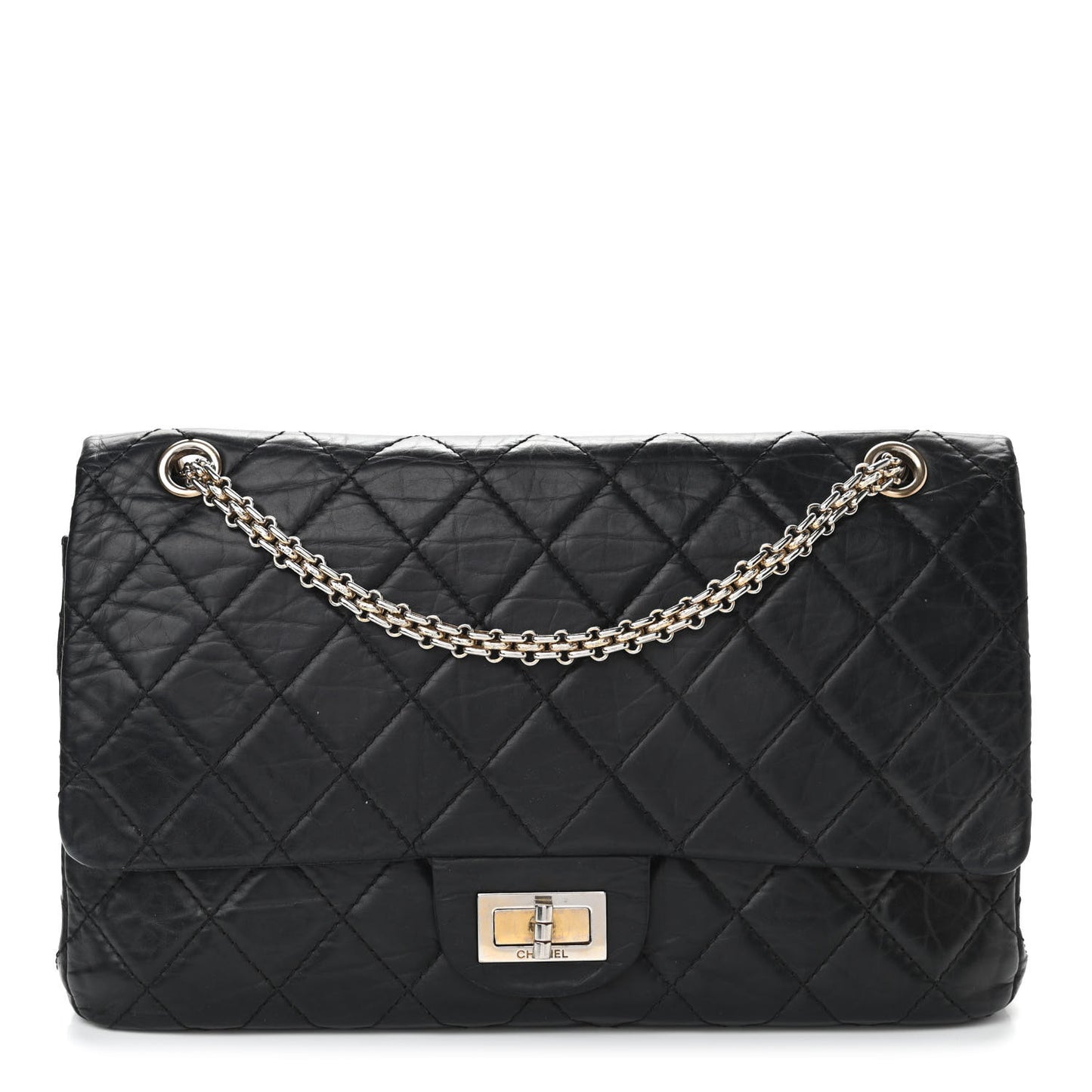 Aged Calfskin Quilted 50th Anniversary 2.55 Reissue 227 Flap Black