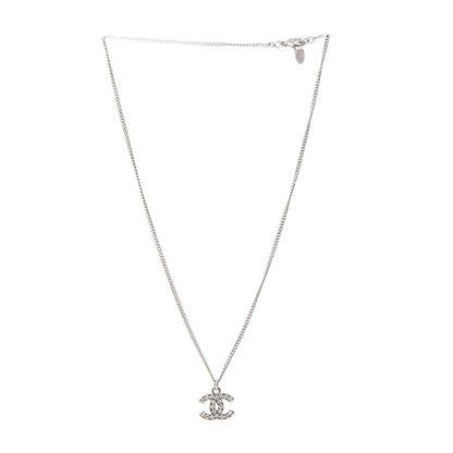 Chanel Crystal Timeless CC Necklace Silver 4 of 7