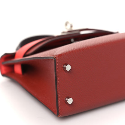 Hermes Epsom Tri-Color Mini Kelly Sellier 20 Rouge Venetian Rouge Sellier Rose Texas 9 of 10