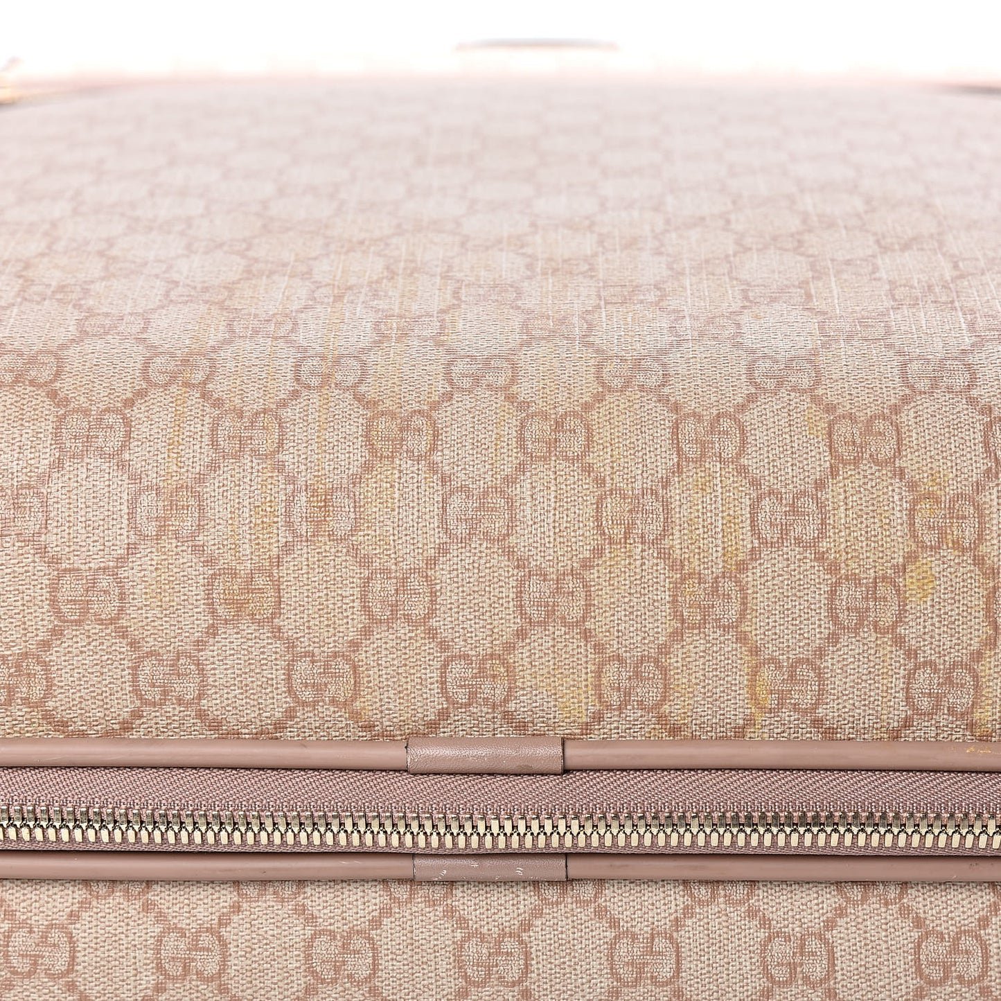 GG Supreme Monogram Selleria Calfskin Four Wheel Carry On Suitcase Winter Rose