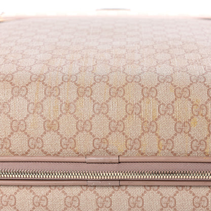 Gucci GG Supreme Monogram Selleria Calfskin Four Wheel Carry On Suitcase Winter Rose 20 of 23