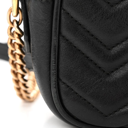 Gucci Calfskin Matelasse Mini GG Marmont Chain Shoulder Bag Black 13 of 13